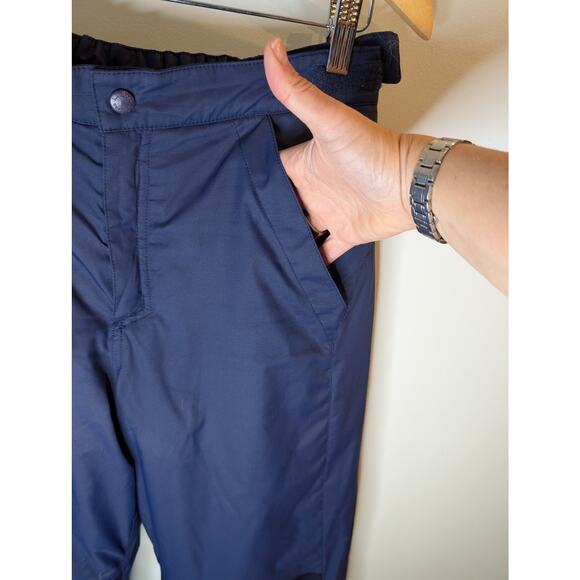 LL Bean Insulated Snow Ski Pants Navy Blue Nylon Mesh Lined Elastic Cuff Medium - Picture 2 of 10